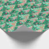 Bright Palm Beach Weihnachtsbaum Wasserfarbe Geschenkpapier (Ecke)