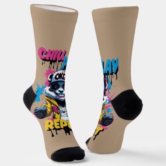 Bright Panda Street Art Look Socken (Gewinkelt)