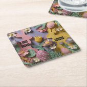 Bright Paper Cut Style Bunny & Easter Egg Party Rechteckiger Pappuntersetzer (angewinkelt)