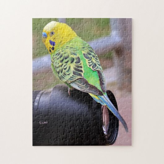 Bright Parakeet Bird auf Camera Lens Puzzle (Vertikal)