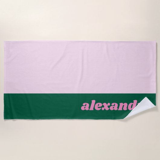 Bright Pastel Color Block Pink Green Personalized Strandtuch (Vorderseite)