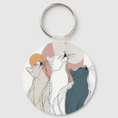 Bright Pastel Floral Circle Key Ring Schlüsselanhänger (Vorderseite)