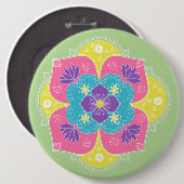 Bright Pastel Lotus Rangoli Button (Vorne & Hinten)