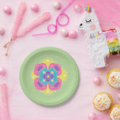 Bright Pastel Lotus Rangoli Pappteller (Party)