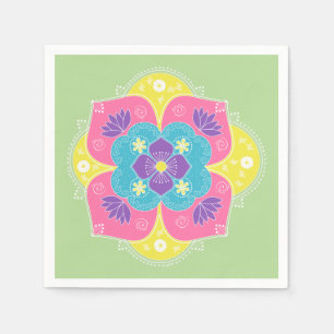 Bright Pastel Lotus Rangoli Serviette