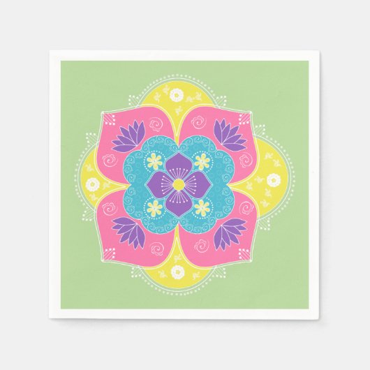 Bright Pastel Lotus Rangoli Serviette (Vorderseite)