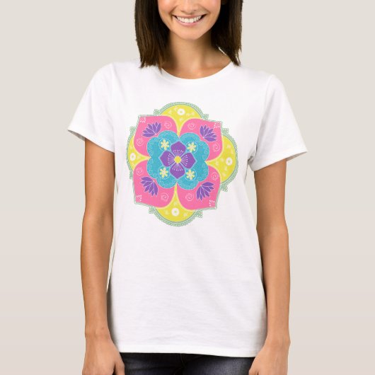 Bright Pastel Lotus Rangoli T-Shirt (Vorderseite)