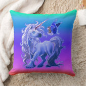Bright Pastel Rainbow Blue Unicorn Kissen (Decke)