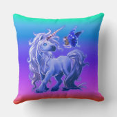 Bright Pastel Rainbow Blue Unicorn Kissen (Rückseite)