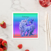 Bright Pastel Rainbow Blue Unicorn Serviette (Beispiel)