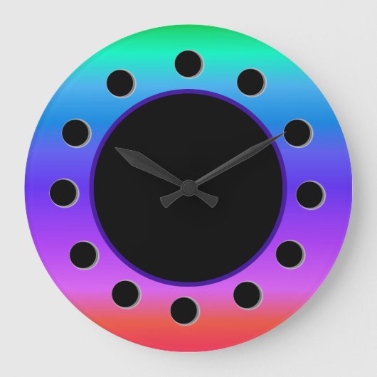 Bright Pastel Rainbow Große Wanduhr (Vorderseite)
