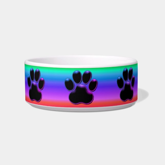Bright Pastel Rainbow Paw Print Napf (Vorderseite)