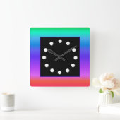 Bright Pastel Rainbow Quadratische Wanduhr (Zuhause)