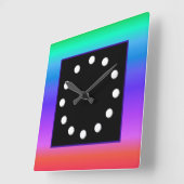 Bright Pastel Rainbow Quadratische Wanduhr (Winkel)
