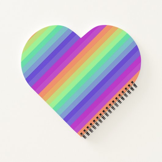 Bright Pastel Rainbow Stripe Spiralnotebook Notizblock (Rückseite)