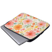 Bright Pattern Pink Orange Watercolor Floral  Laptopschutzhülle (Vorne Knopf)