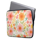 Bright Pattern Pink Orange Watercolor Floral  Laptopschutzhülle (Vorderseite Links)