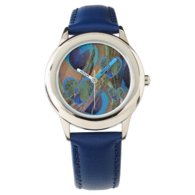 Bright Peacock Feathers Kids eWatch Armbanduhr (Vorderseite)