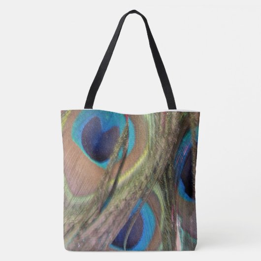 Bright Peacock Feathers Tote Bag Tasche (Rückseite)