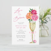 Bright Peony Love is in Bloom, Patterned Back Einladung (Stehend Vorderseite)