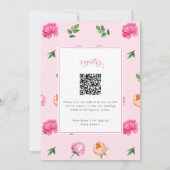 Bright Peony w/QR Code on Back, Brunch and Bubbly  Einladung (Rückseite)