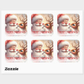 Bright Personalized Santa Rudolph Christmas Gift Quadratischer Aufkleber (Blatt)