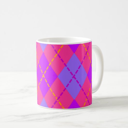 Bright Pink and Blue Argyle Pattern Kaffeetasse (VorderseiteRechts)
