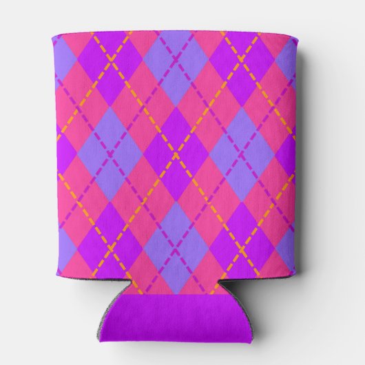 Bright Pink and Blue Argyle Pattern Monogram Dosenkühler (Rückseite)