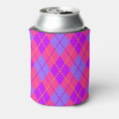 Bright Pink and Blue Argyle Pattern Monogram Dosenkühler (Kanne Rückseite)