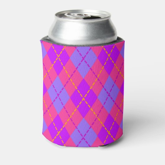 Bright Pink and Blue Argyle Pattern Monogram Dosenkühler (Kanne Rückseite)