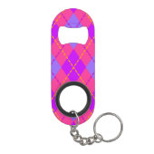 Bright Pink and Blue Argyle Pattern Monogram Mini Flaschenöffner (Rückseite)