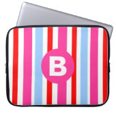 Bright Pink and Blue Candy Stripes Monogram Laptopschutzhülle (Vorderseite)