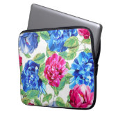 Bright Pink and Blue Floral Pretty Pattern Laptopschutzhülle (Vorderseite Links)