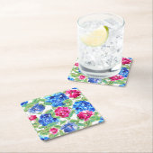 Bright Pink and Blue Floral Pretty Pattern Rechteckiger Pappuntersetzer (Vor Ort)