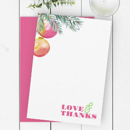 Bright Pink and Green Christmas Thank You Card  Dankeskarte
