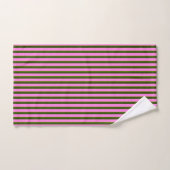 Bright Pink and Green Retro Stripe Modern Badhandtuch Set (Handtuch)