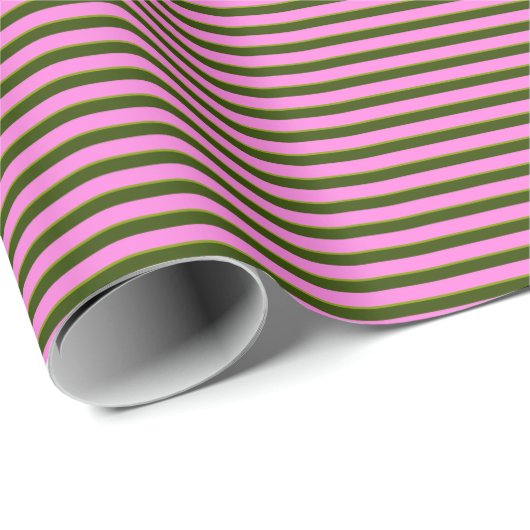 Bright Pink and Green Retro Stripe Modern Geschenkpapier (Rolleneckpunkt)