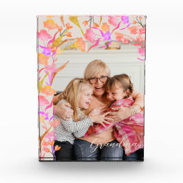 Bright Pink and Orange Boho Wildflower Grandma Fotoblock