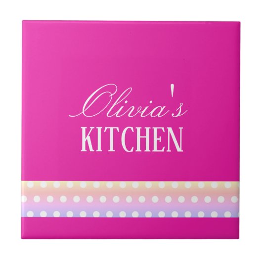 Bright Pink and Pola Dots Fliese (Vorderseite)