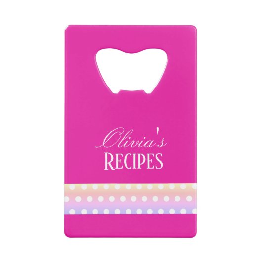 Bright Pink and Pola Dots  Geldbeutel Flaschenöffner (Vorderseite)