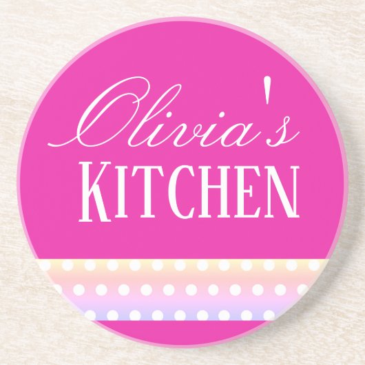 Bright Pink and Pola Dots Getränkeuntersetzer (Vorne)