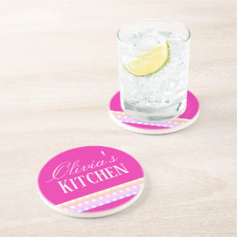 Bright Pink and Pola Dots Getränkeuntersetzer