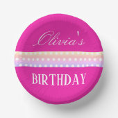 Bright Pink and Pola Dots Pappteller (Vorderseite)