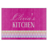 Bright Pink and Pola Dots  Schneidebrett (Vorderseite)