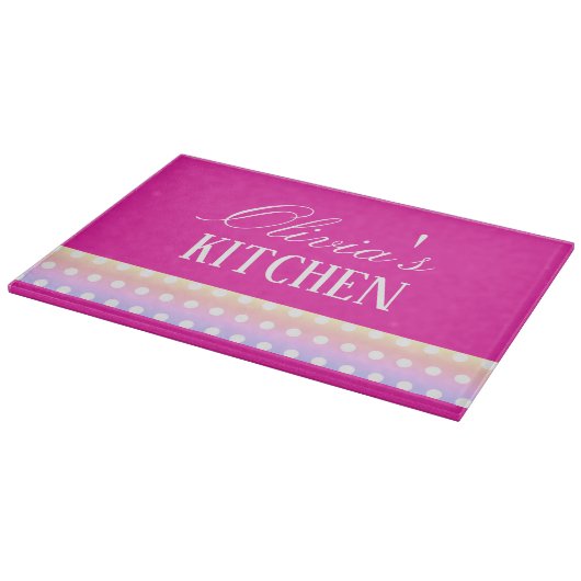 Bright Pink and Pola Dots  Schneidebrett (Ecke)