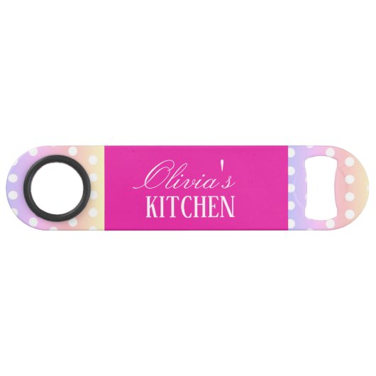Bright Pink and Pola Dots  Speed Flaschenöffner (Vorderseite (Horizontal))