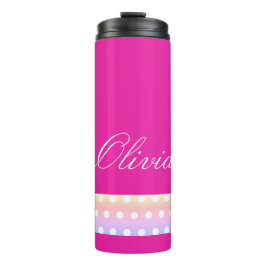 Bright Pink and Pola Dots Thermosbecher