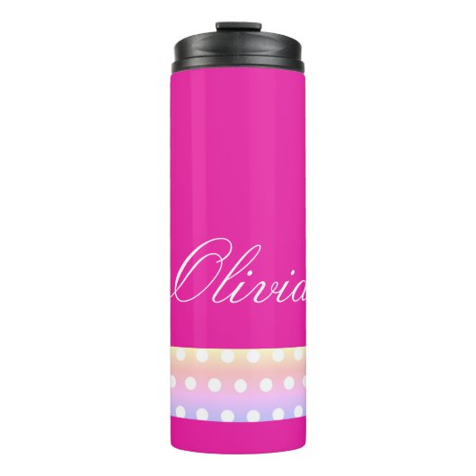 Bright Pink and Pola Dots  Thermosbecher (Vorderseite)