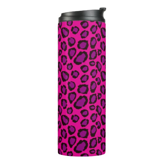 Bright Pink And Purple Leopard Print Pattern Thermosbecher (Nach links gedreht)