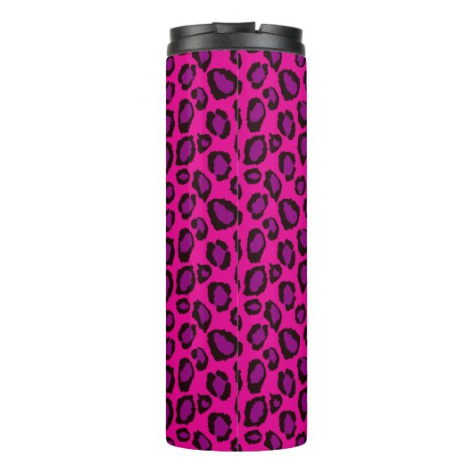 Bright Pink And Purple Leopard Print Pattern Thermosbecher (Rückseite)